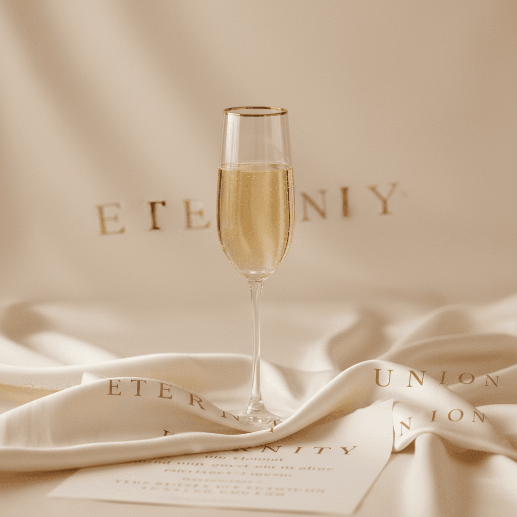 Composição editorial com tipografia clássica e paleta champanhe-cinza — Cerimonial Cristina