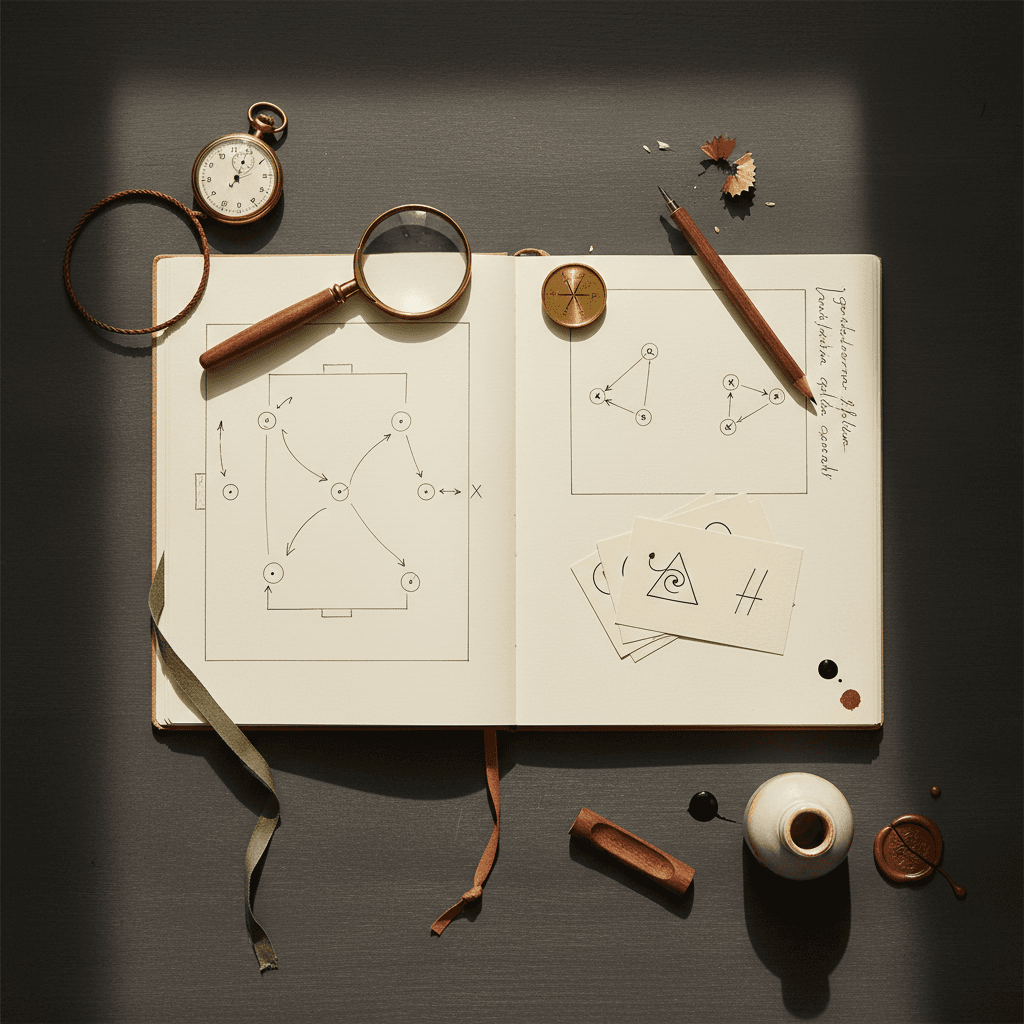 Composição abstrata de timeline competitiva com camadas sobrepostas — Scrim Vault