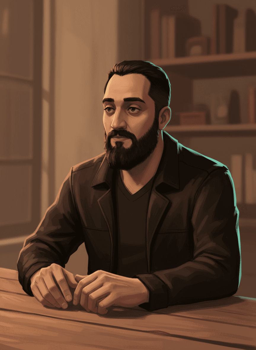 Ilustração estilo Arcane do JooW em clima de estúdio, postura relaxada, estilo animado